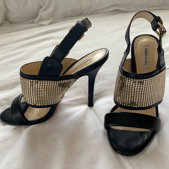 Vintage Oroton gold glomesh and leather stiletto s36 - Picture 4 of 4